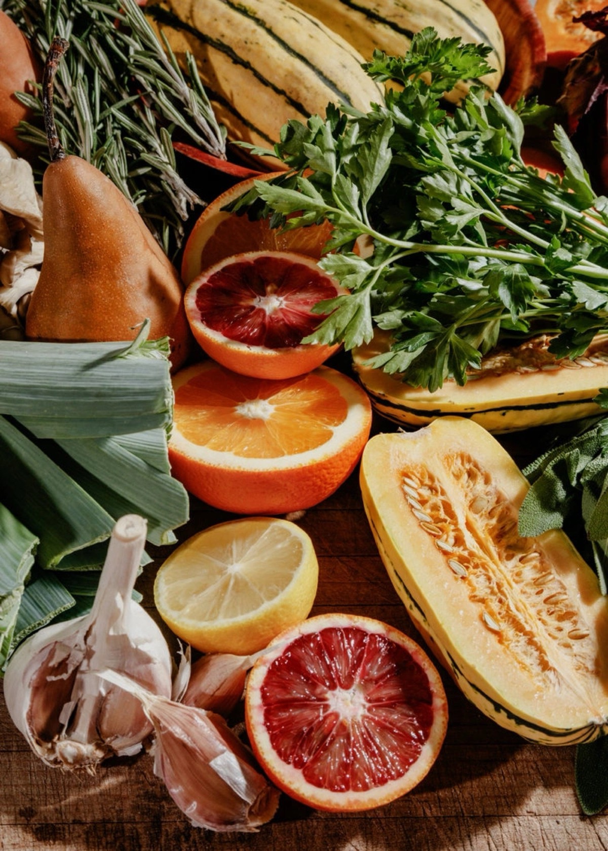 Community gathered around fresh food